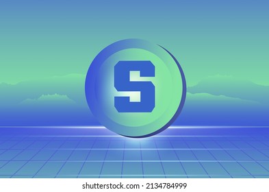 El concepto de bloqueo del sistema de pago digital de cripto de caja de arena. Ilustración vectorial de la moneda de arena
