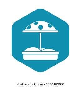 Sandbox with dotted umbrella icon. Simple illustration of sandbox with dotted umbrella vector icon for web
