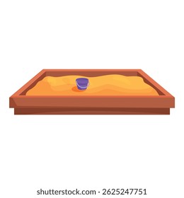 Sandbox lleno de arena de pie en el patio de recreo está esperando a los niños a venir y jugar