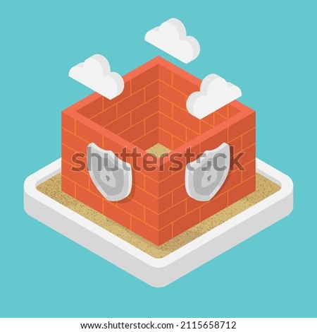 sandbox firewall technology isometric 3D vector illustration