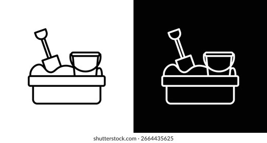 Icono de Sandbox en Formas de línea, Ilustración vectorial de diseño de línea delgada
