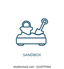 sandbox icon. Thin linear sandbox outline icon isolated on white background. Line vector sandbox sign, symbol for web and mobile