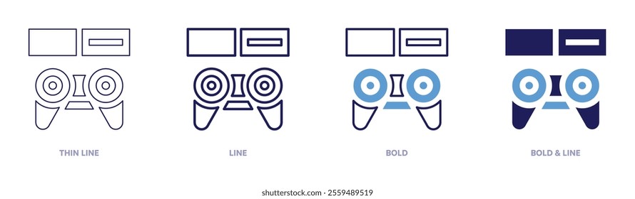 Sandbox mode icon in 4 different styles. Thin Line, Line, Bold, and Bold Line. Duotone style. Editable stroke.
