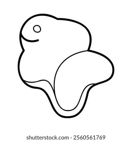 Sandbox mold in the shape of a fish in black outline. Clip art for your projects.
