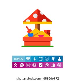 Sandbox with molds vector icon