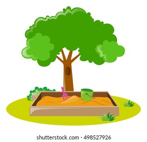 Sandbox in the park illustration