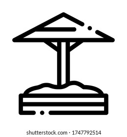 sandbox with protective umbrella icon vector. sandbox with protective umbrella sign. isolated contour symbol illustration