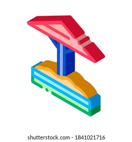 sandbox with protective umbrella icon vector. isometric sandbox with protective umbrella sign. color isolated symbol illustration