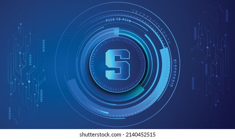 The Sandbox (SAND) block chain crypto currency digital encryption, virtual money exchange. Technology global network vector illustration background and banner design template. Futuristic web trading
