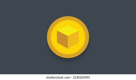 The Sandbox, SAND Token cryptocurrency logo on isolated background with copy space. 3d vector illustration of The Sandbox, SAND token icon.