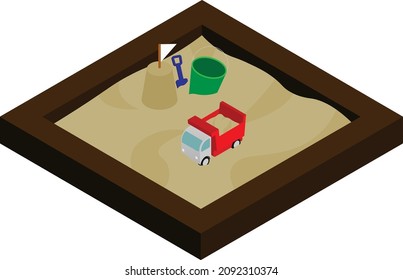 Sandbox with toys vector illustration