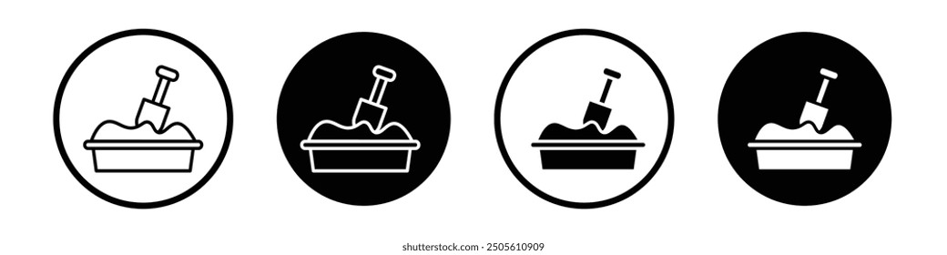 Sandbox vector icon set black filled and outlined style.