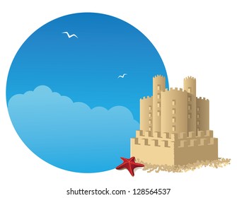 Sandcastle at the Beach. EPS 8 vector, grouped for easy editing. No open shapes or paths.