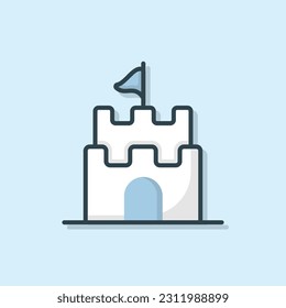 Sandcastle beach flat outlined icon