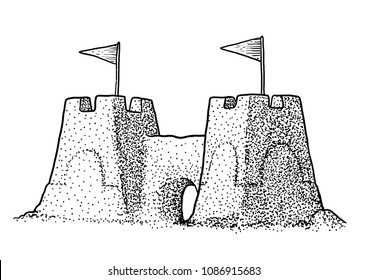 Sand Castle Line Drawing Images Stock Photos Vectors Shutterstock ✓ free for commercial use ✓ high quality images. https www shutterstock com image vector sandcastle illustration drawing engraving ink line 1086915683