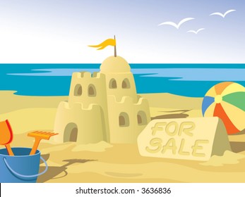 Sandcastle for sale, at the beach.