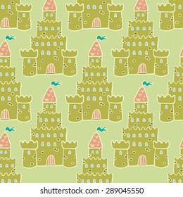 Sandcastle Seamless vector pattern