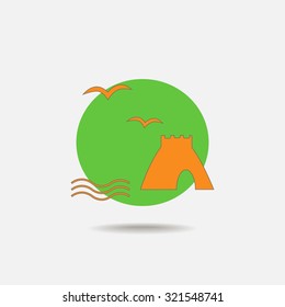 Sandcastle set vector icon