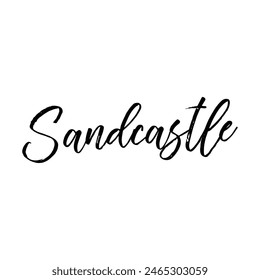 sandcastle text on white background.