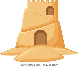 Uma torre de arenito com uma lua crescente
