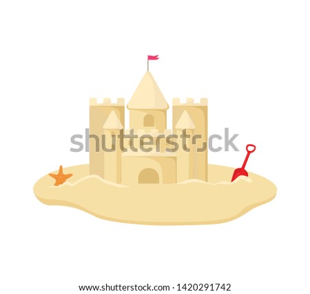 Sandcastle vector illustration. isolated on white. Castle of sand