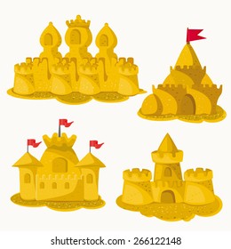  sandcastles. white background.