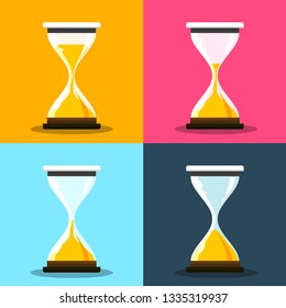 Sandclock Icons Set. Vector Hourglass Symbols. Time Measurement Concept. Vector Flat Design Sand Clock - Watch Symol.