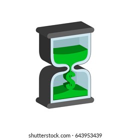 Sandclock, Time is money concept symbol. Flat Isometric Icon or Logo. 3D Style Pictogram for Web Design, UI, Mobile App, Infographic. Vector Illustration on white background.