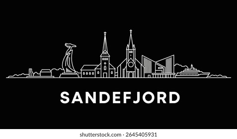Sandefjord Skyline Norway Cityscape Outline.