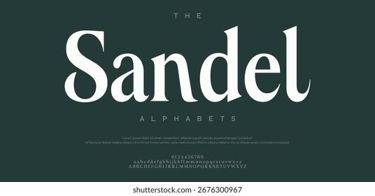 Sandel Modern abstract digital tech font. Logo creative font, type, technology, movie, digital, music, movie. Font and illustration in vector format.