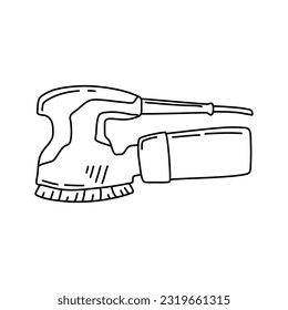 Sander tool vector illustration. Electric orbital instrument. Contour outline illustration