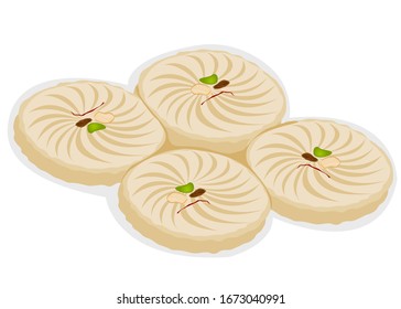 sandesh Bengali indian Sweet Dish Food Vector