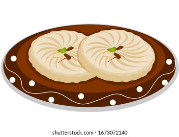 Sandesh Bengali indian Sweet Dish Food Vector