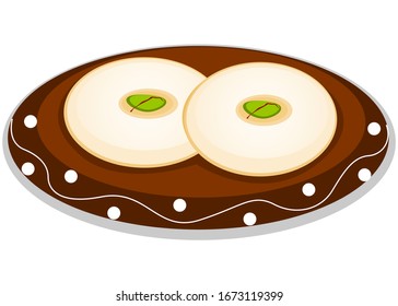 sandesh Bengali indian Sweet Dish Food Vector