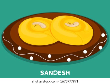 Sandesh Bengali indian Sweet Dish Food Vector