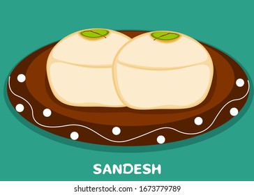 Sandesh Bengali indian Sweet Dish Food Vector