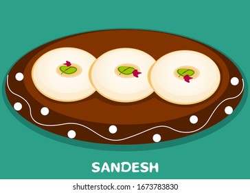 Sandesh Bengali indian Sweet Dish Food Vector