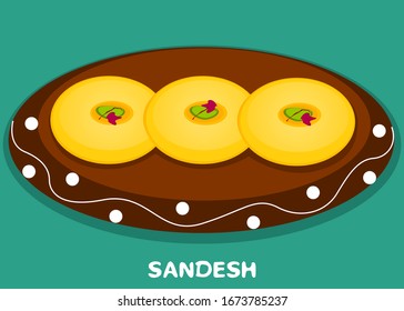 Sandesh Bengali indian Sweet Dish Food Vector