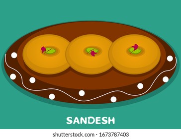 Sandesh Bengali indian Sweet Dish Food Vector