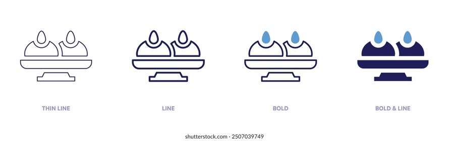 Sandesh icon in 4 different styles. Thin Line, Line, Bold, and Bold Line. Duotone style. Editable stroke.
