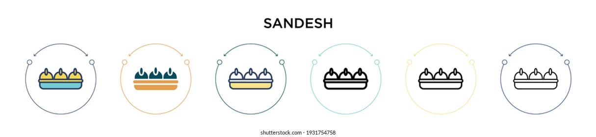 Sandesh icon in filled, thin line, outline and stroke style. Vector illustration of two colored and black sandesh vector icons designs can be used for mobile, ui, web
