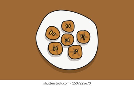 Sandesh Indian Dish Vector Hand Drawn Sketch