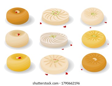 Sandesh Indian Sweets or Mithai Food Vector