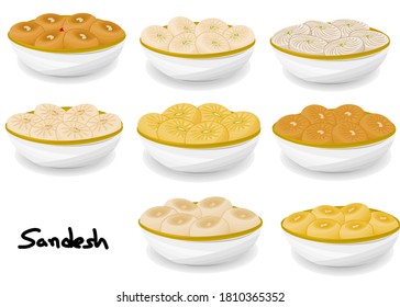 Sandesh Indian Sweets or Mithai Food Vector