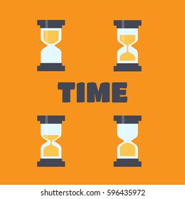 Sandglass flat icons vector. Sandglass animation frames. Time hourglass