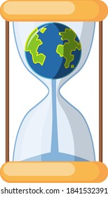 Sandglass or Hourglass with globe isolated on white background illustration