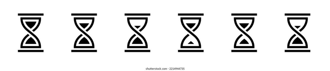 Sandglass icon set. Hourglass icons. Vintage clock cions. Time measurement icons. Vintage sandglass. Sand clock icons. Vector