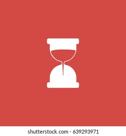 sand-glass icon. sign design. red background