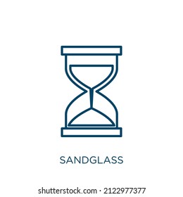 sandglass icon. Thin linear sandglass outline icon isolated on white background. Line vector sandglass sign, symbol for web and mobile