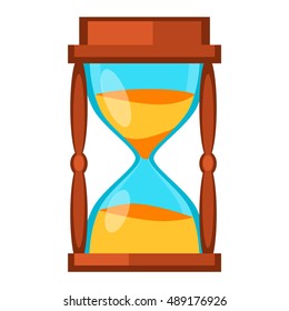 Sandglass icon, time hourglass, sand clock flat design history second old object